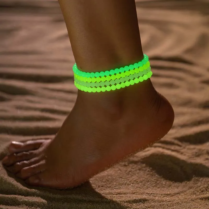 Retro Multilayer Tassel Anklet Set for Women 5Pcs