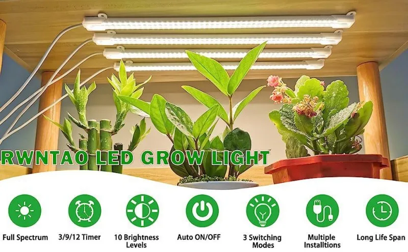 Description Picture 2 of item1/2/3/4Head LED Plant Grow Light USB Timing Intelligent Dimming Anti-Sunlight Full Spectrum Plant Light Bar Waterproof Greenhous