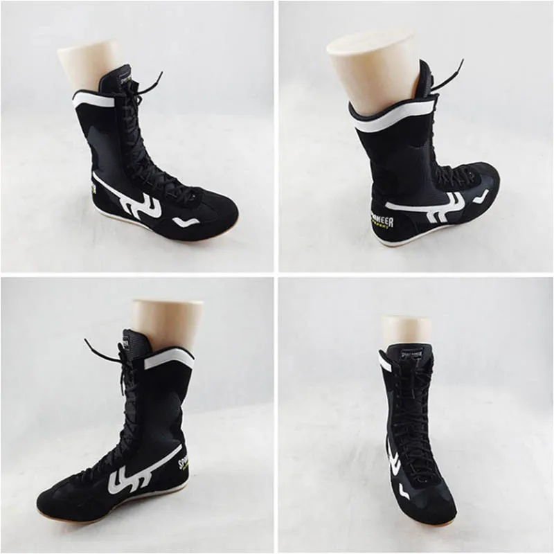 Anti-Slipping Sport Boxing Shoes Boots High Ankle Professional Protecting High-Top Rubber Sneakers For Men Women