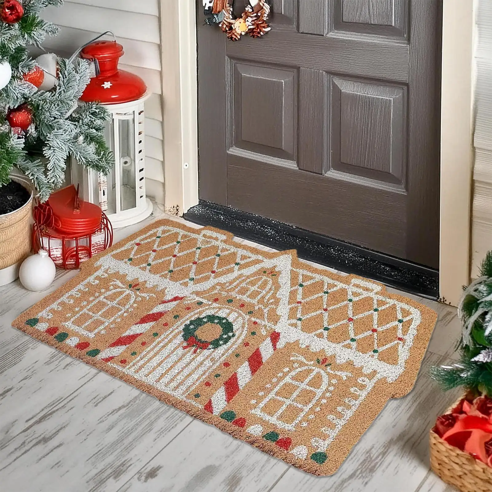 Tapis d'entrée Maison en pain d'épice de Noël, paillasson Maison en pain d'épice, tapis de bienvenue Maison en pain d'épice, tapis Maison en pain d'épice pour la décoration intérieure_voghion.com