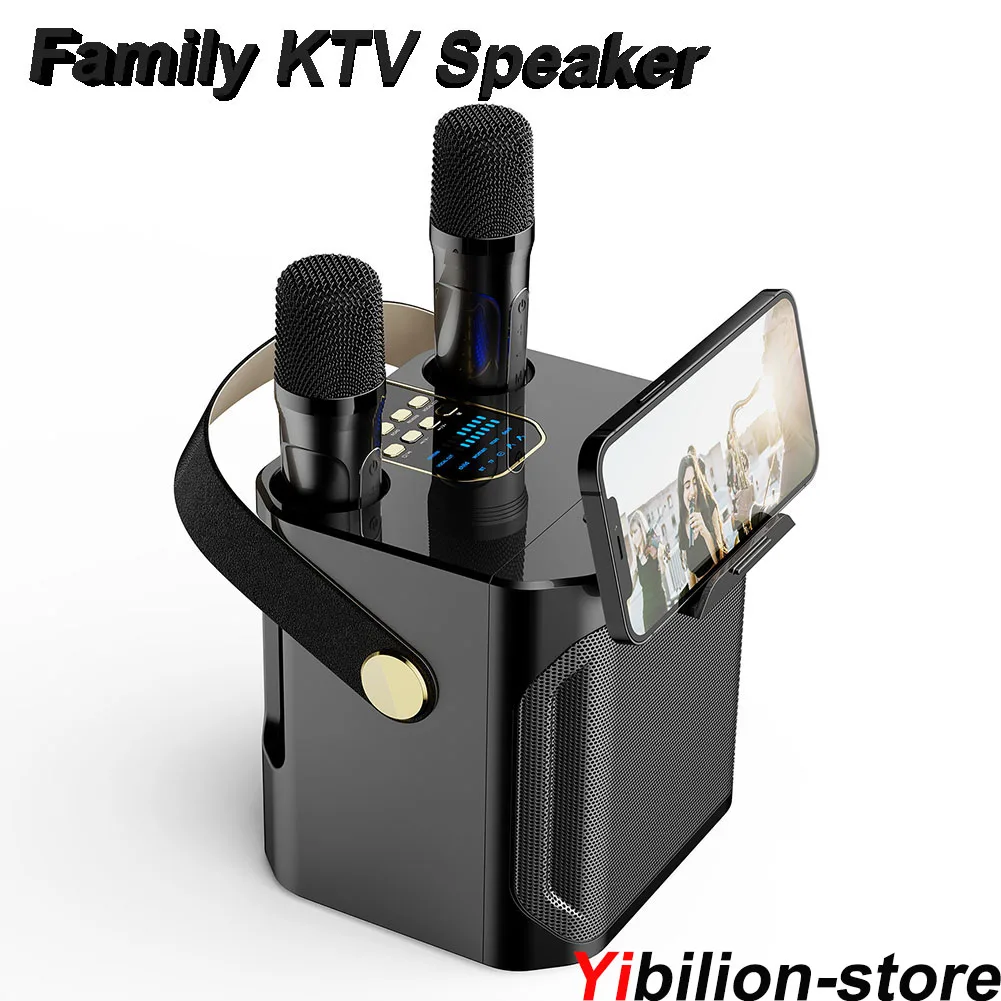 

YBL High Power Karaoke Bluetooth Speaker Portable 360 Stereo Surround Waterproof Wireless Subwoofer with Dual Microphone Boombox