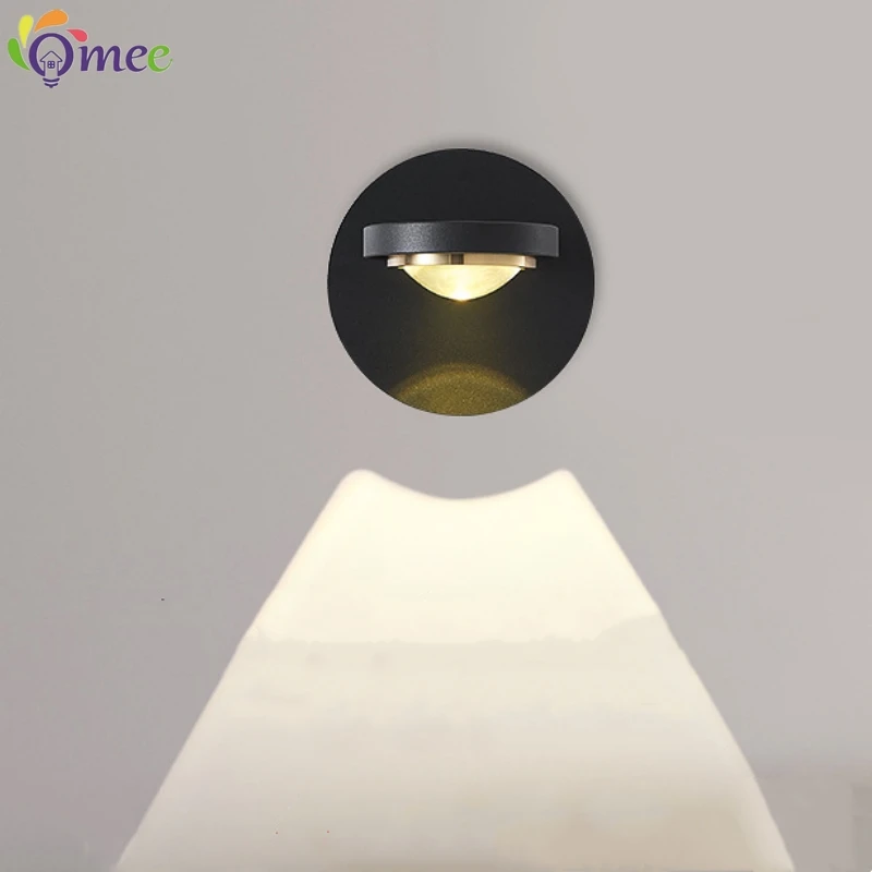 New Rotating Modern LED Wall Lamp Eye Protection Spectrum Black/White Background Wall Lamp For Indoor Lighting Bedroom sconce