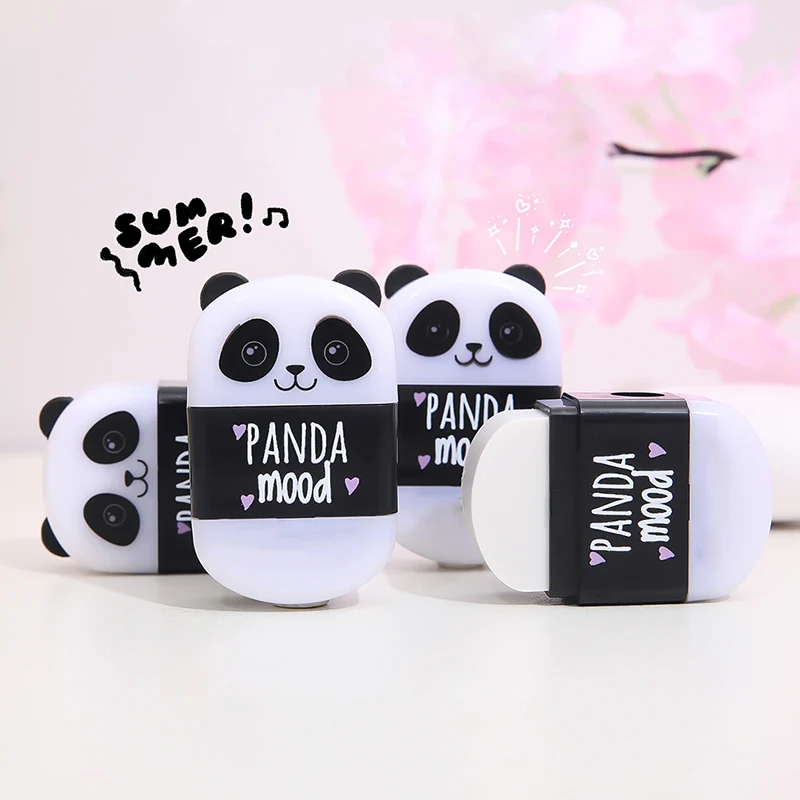 

Kawaii Black White Panda Shape Rubber Pencil Erasers with Sharpener Student Kids Prizes Stationery School Supply Cute Stationery