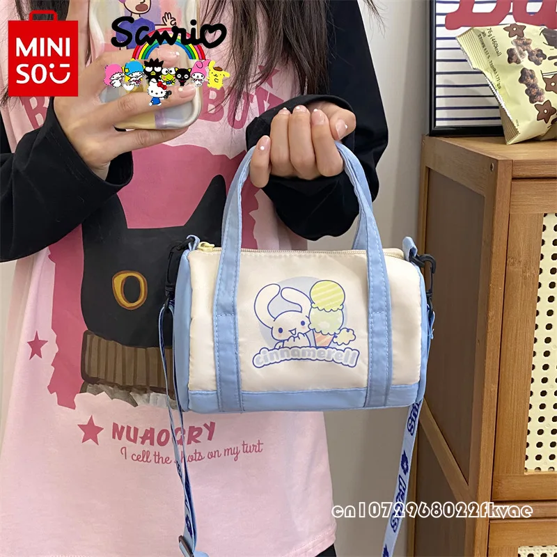MINISO 2024 New Women's Crossbody Bag Fashionable High Quality Girl Handbag Cartoon Personality Cute Girl Bucket Storage Bag