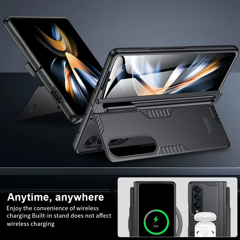 For Samsung Galaxy Z Fold 4 Case With S Pen Holder&Screen Protector Stand Hinge Protection Slim  Rugged Durable Shockproof Case