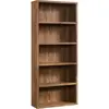 5-Shelf Adjustable Wood Bookcase Storage Shelf Sindoori Mango Finish Durable Lightweight Engineered Wood Living Room Furniture 2