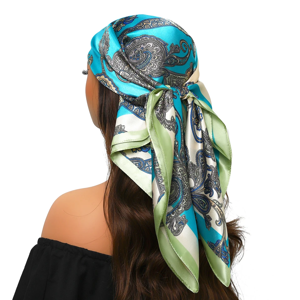 Sciarpa Quadrata Freak Scene In Cotone Con Lurex Argento – Verde Oliva – Foulard Morbido E Versatile - 3