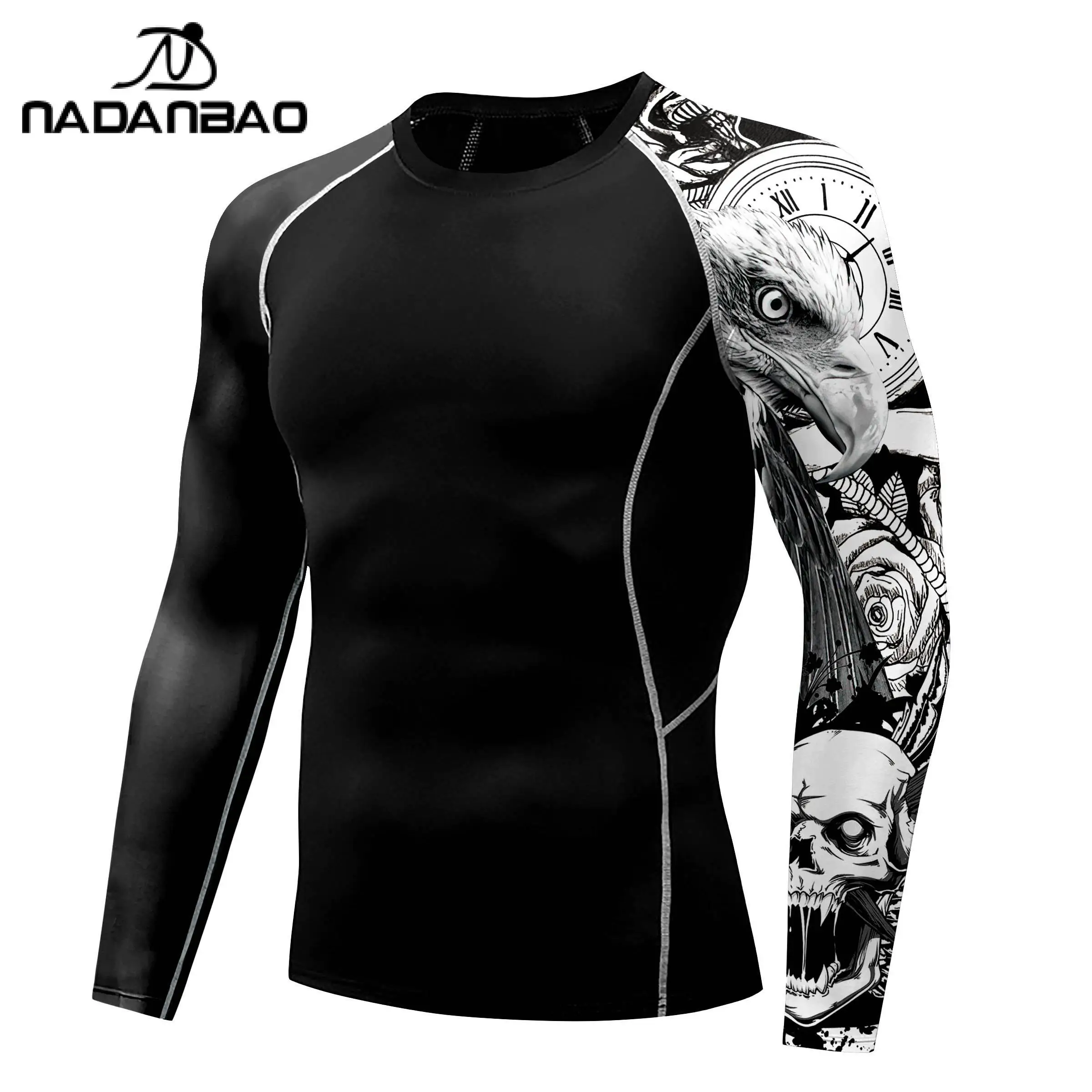 Rash Guard Surfing Swimsuit 3D Printing Quick Drying For Men Surfing Beach
