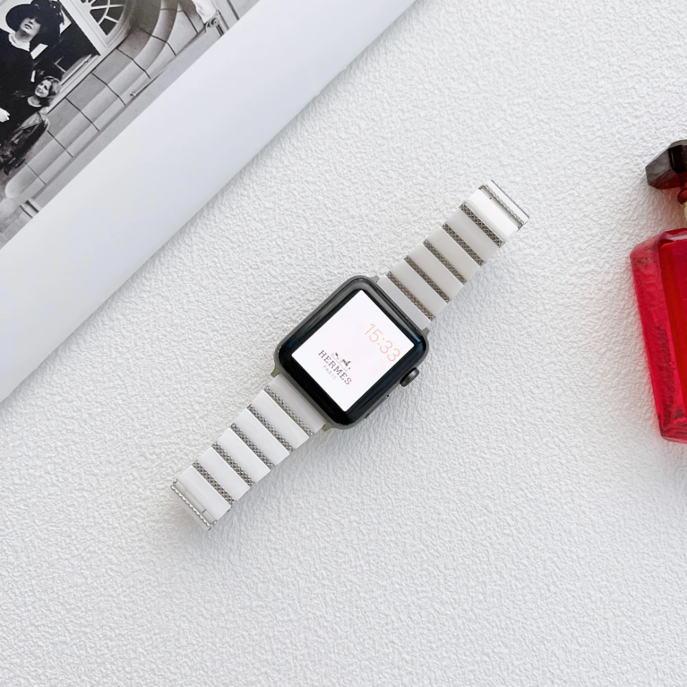 Ceramic Strap for Apple Watch Band 49mm 45mm 41mm 44mm 40mm 42mm 38mmMen/Women Metal Bracelet Wristband for iWatch Ultra 87654SE