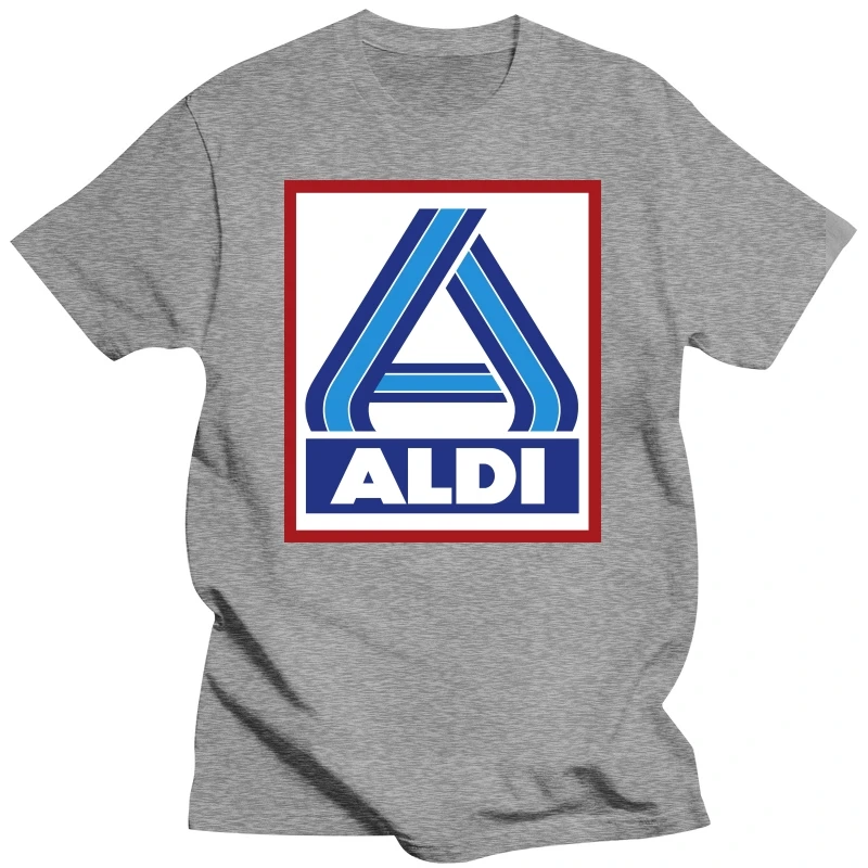 Aldi T Shirt Logo Store, Happy Neck, Produtos de estacionamento, Compra de alimentos