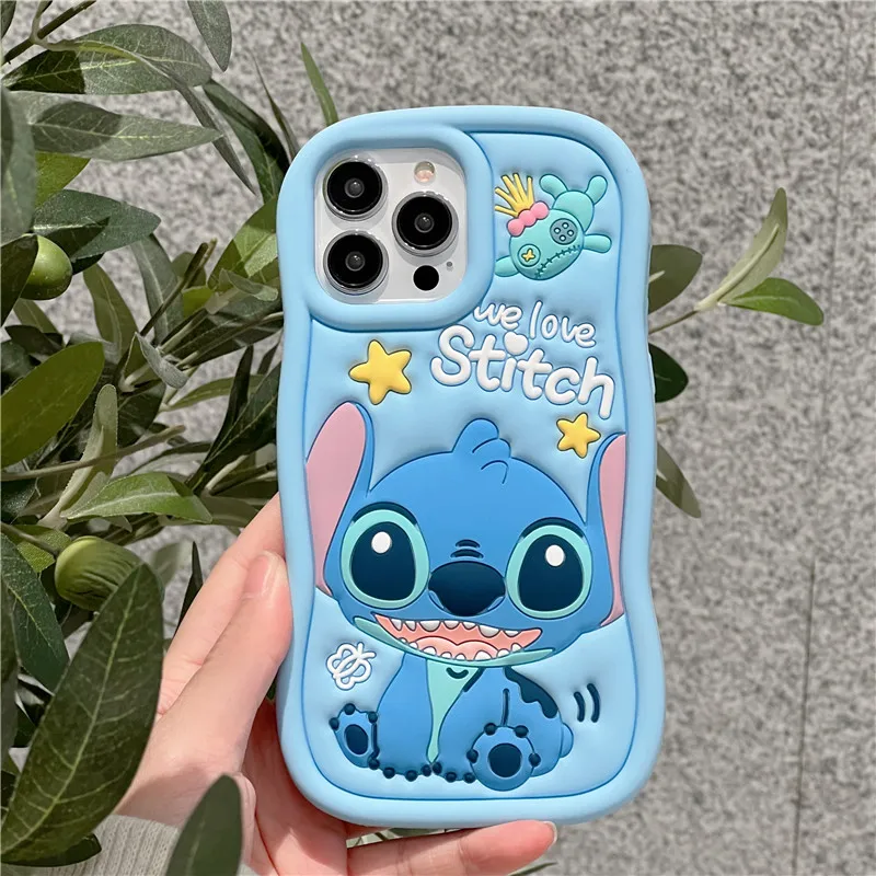 Disney We Love Stitch 3D Custodia Morbida In Silicone Per Iphone 15 14 13 12 11 Pro Max 15Pro Cute Cartoon Per Iphone14Pro Cover