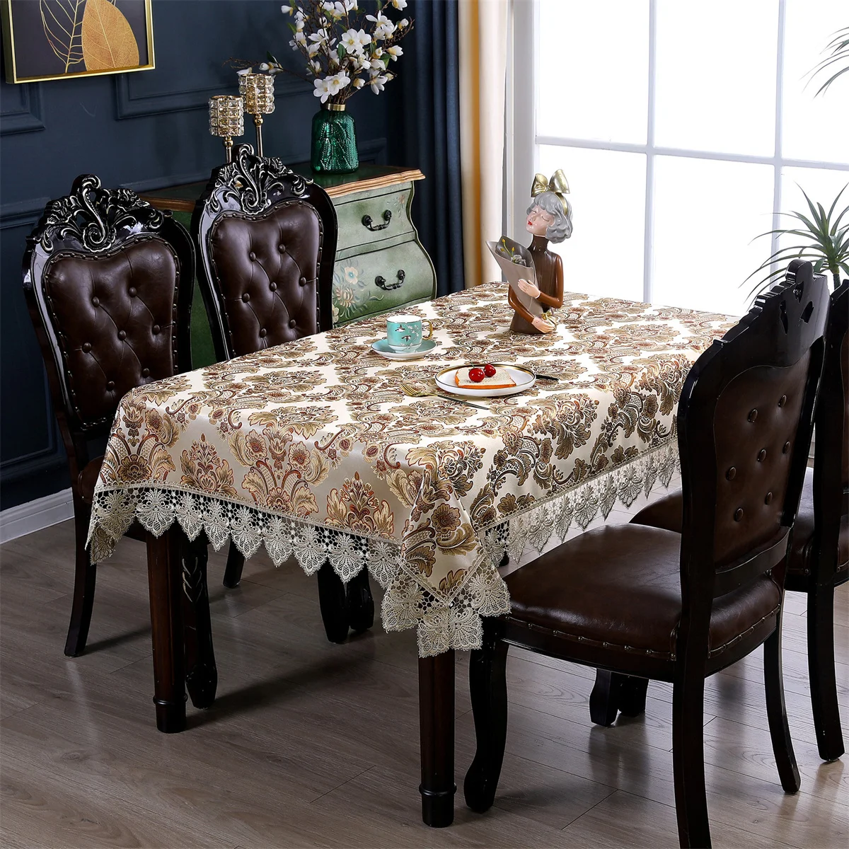 

EIFLOY Vintage Tablecloth Dining Coffee Rectangular Jacquard Lace Square Party Table Cover Dropshipping