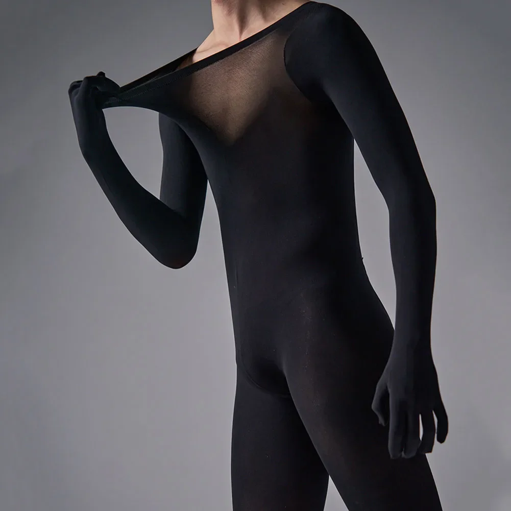 Men elastic jumpsuit long sleeve bodysuit solid color underwear sexy leotard full body stockings nighties for sex lingerie men bodysuits men jumpsuits men lingerie