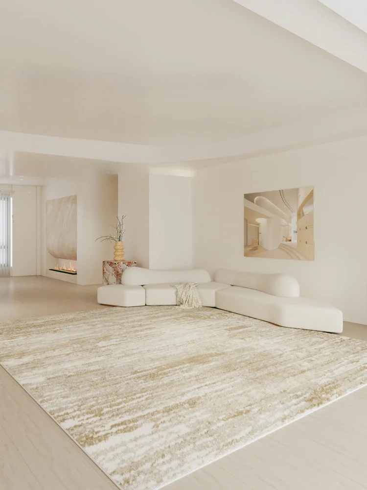 AbstractBeigeGoldCarpetsExtraLargeLivingRoomCarpetEasyCare