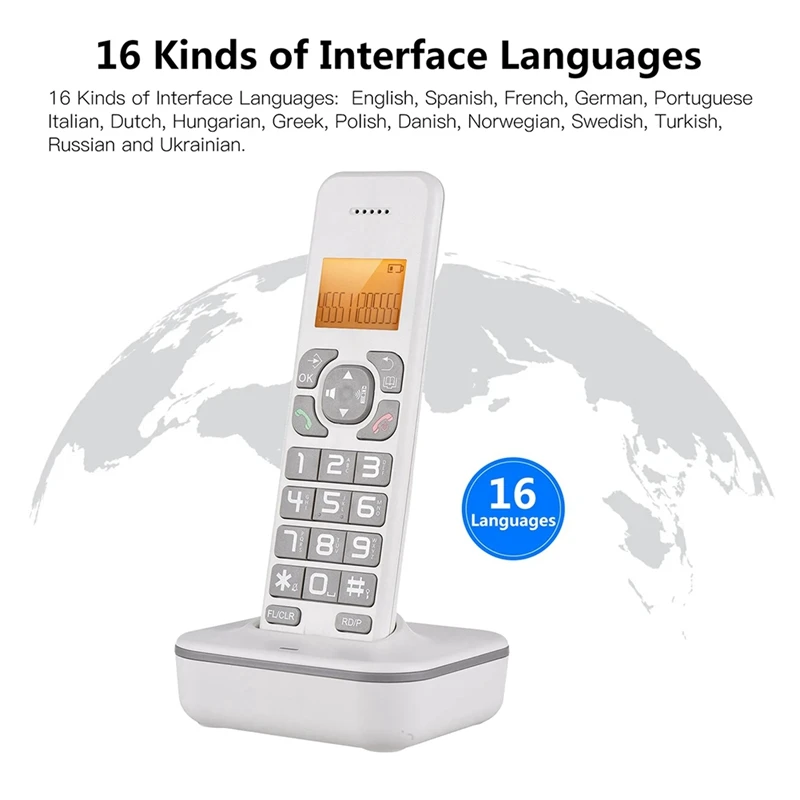 D1102B Cordless Phone With Answering Machine Caller ID/Call Waiting 1.6 Inch Backlight LCD 3 Line Screen EU Plug