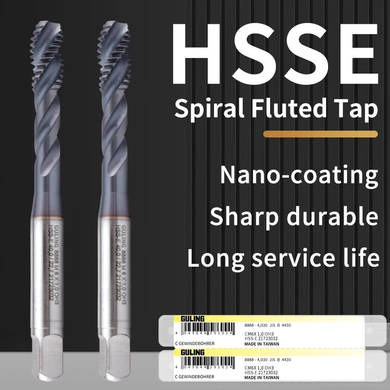 GULING JIS 8888 8889 HSSE Spiral Fluted Machine Thread Tap