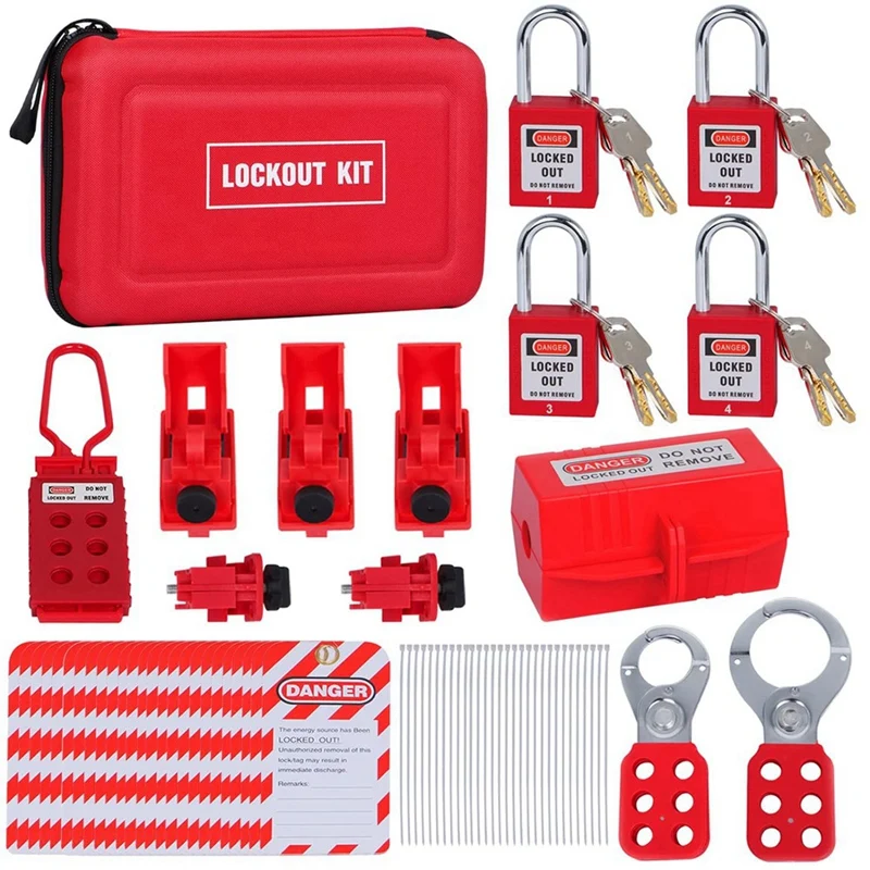 

Big Easy Lockout Kit Lockout Tagout Kit Clamps And Universal Multi-Pole Circuit Breaker Locks, Security Padlocks, Plug Locks