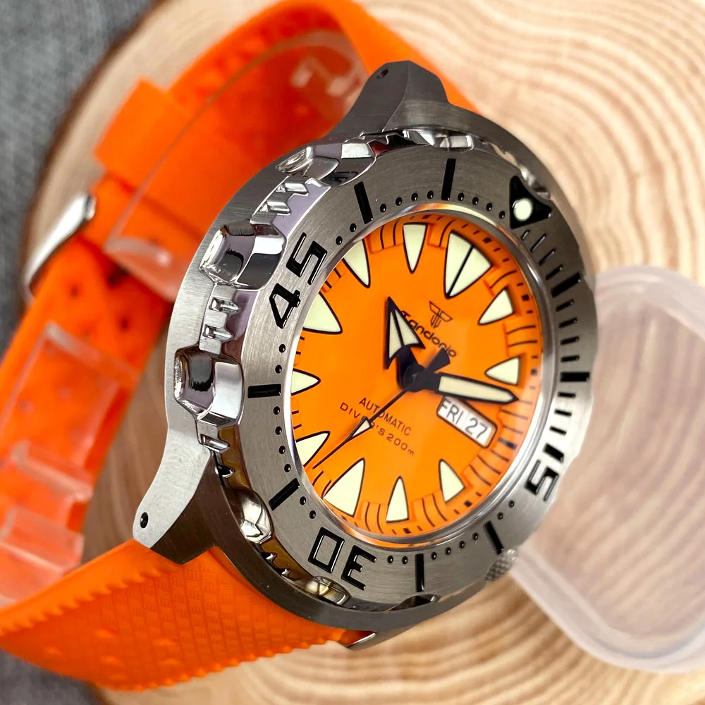 42mm Tandorio wasserdicht Stahl Monster Automatik uhr Männer nh36 