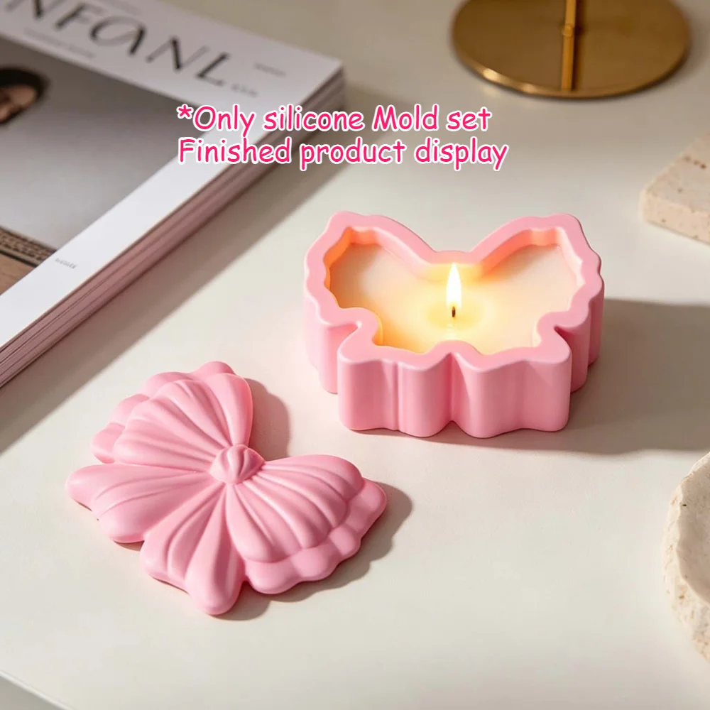 3D Bowknot 보관 케이스 수지 실리콘 몰드 아로마 테라피 캔들 홀더 보석 ..