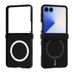Magsafe Magnetic Wireless Charging Phone Case with Silicone Soft Hinge Protection Cover - Galaxy Z Flip5 (Black)