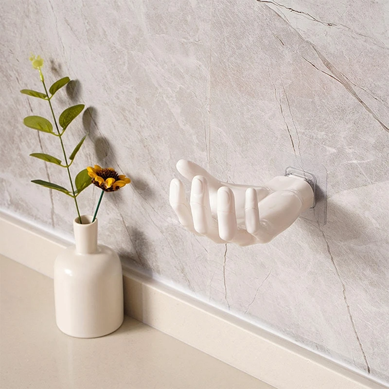 Funny Palm Up Hook Soap Holder Finger Hand Shape Design Wall Hanger Hooks Bathroom Storage Display Rack Decor Home Organization self adhesive hooks multifunctional hooks kitchen hook self adhesive wall hooks suction cup hook wall mounted basin hook bathroom organizer home storage accessories