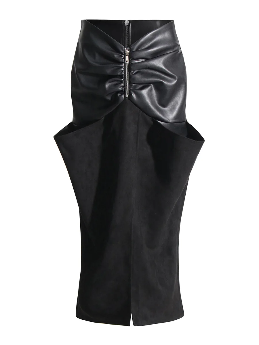

Women‘s Stylish Pleated Patchwork Bodycon Skirt