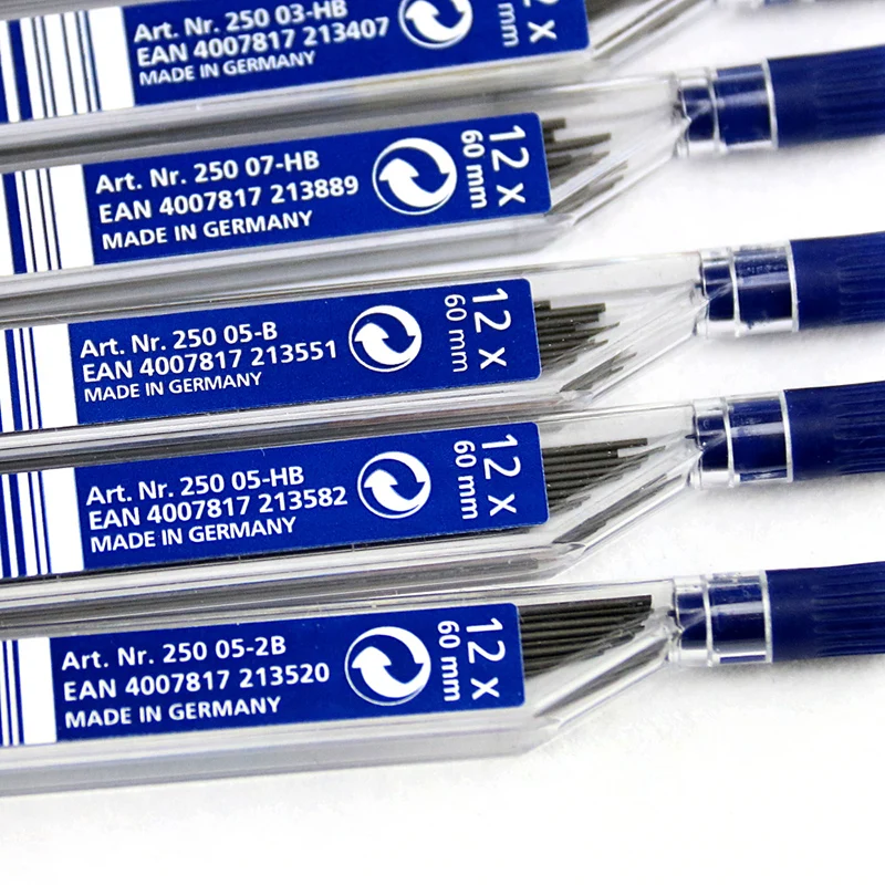 1pc Staedtler 250 Mechanical Pencil Lead Super Fine Anti-cracking 0.3/0.5/0.7/0.9/1.3 2H/H/HB/B Mars Micro Carbon Polymer Refill 5