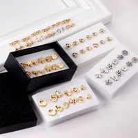 Stainless Steel 6Pairs/Box Cubic Zircon Earrings For Women Girls Teen Simple Daily Piercing Stud Earrings Set Birthday Gifts 1