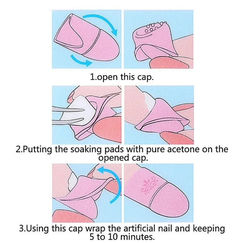 Nail Polish Clip Soak Off Silicone Cap UV Gel Lak Remover Wraps Degreaser Cleaner Tips Fingers Cover Varnish Manicure Tools 10PC