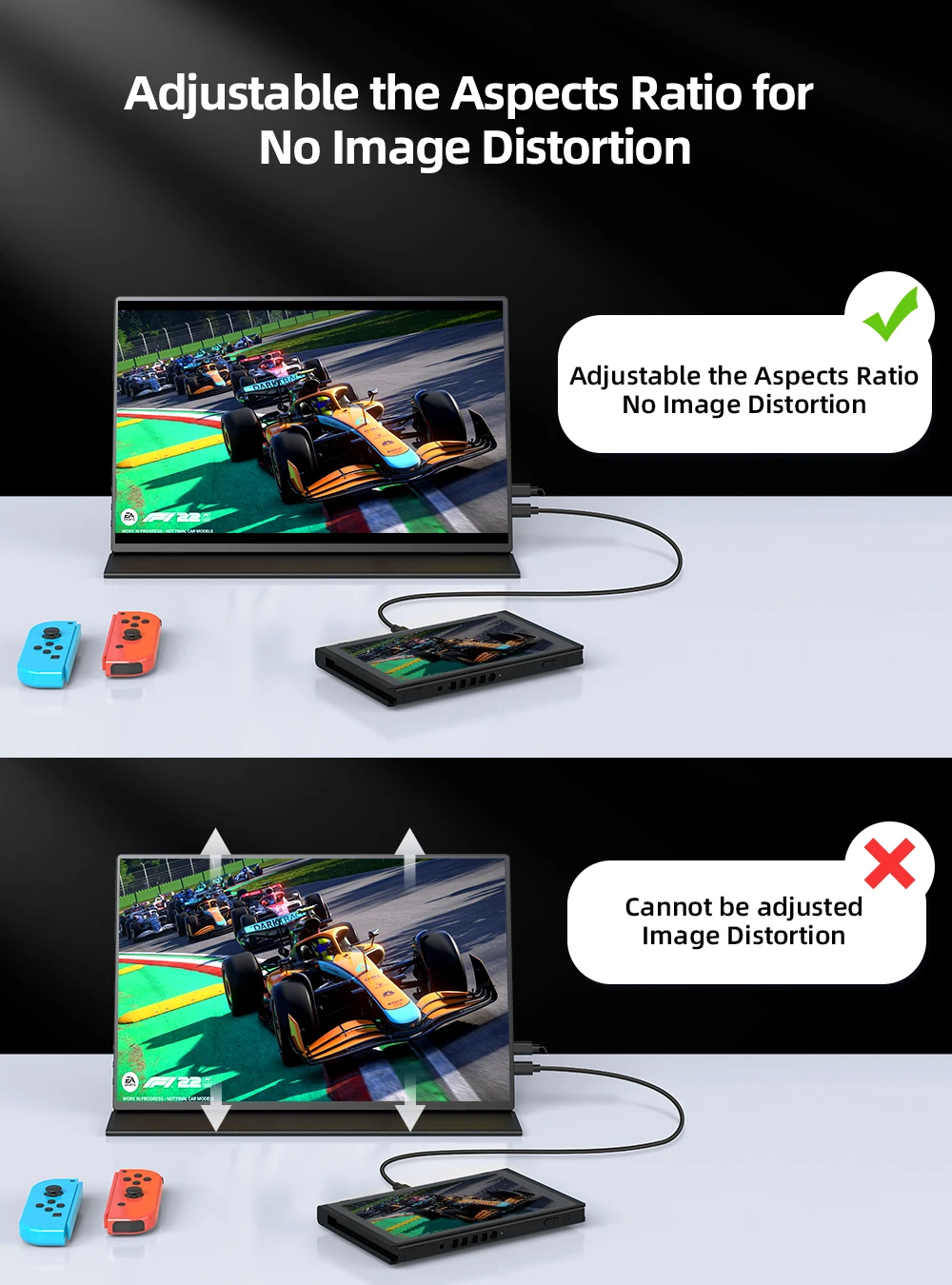 EVICIV ޴ , PC Ʈ ޴ Xbox ġ, 2K, 16 ġ IPS ũ, 500 Ʈ, 1200:1, USB C, HDMI, C Ÿ ÷