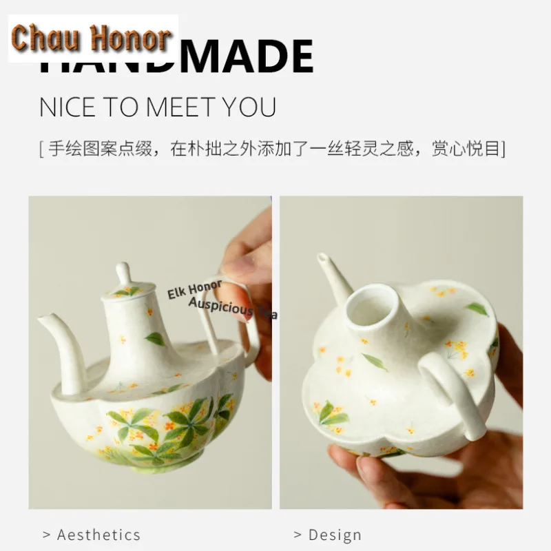 150ml Hand-painted Osmanthus Teapot Handmade Tea Warm Wine Vessel Pot Tea Soaking Kettle With Filter Kung Fu Tea Tableware Gift