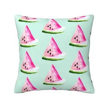 부드럽고 편안한 워터컬러 수박 베개 케이스, 워터 멜론 과일, 여름 해변 트렌드, 민티 해독 주스, 건강한 수채화