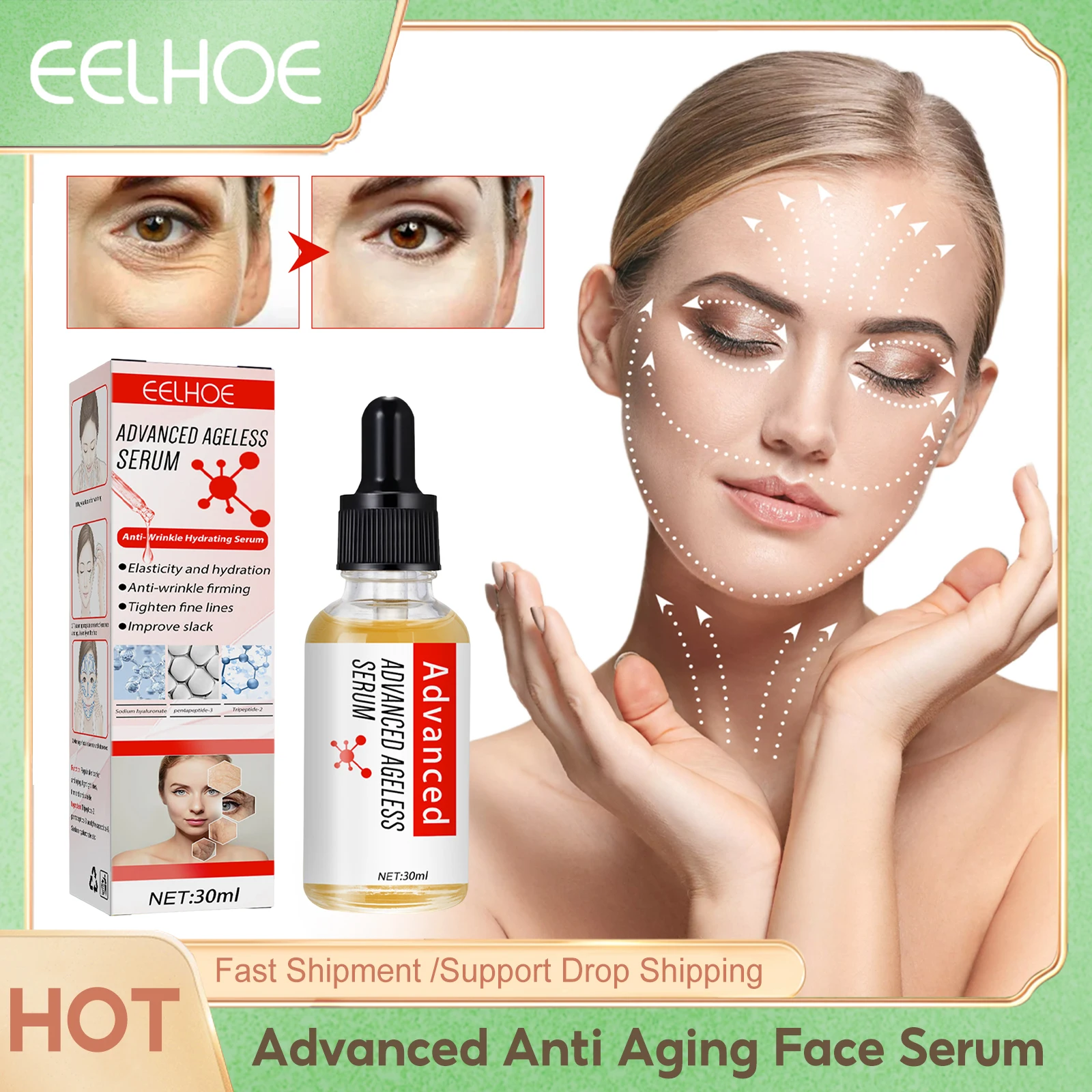 

EELHOE Deep Anti Wrinkle Serum Fade Fine Lines Lifting Shrink Pores Moisturizing Whitening Effective Anti Aging Facial Essence