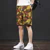2024 Summer New Chinese Style Printed Beach Pants Men's Loose Trendy Capris Street Leisure Outdoor Shorts 1