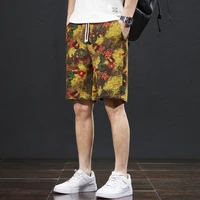 2024 Summer New Chinese Style Printed Beach Pants Men's Loose Trendy Capris Street Leisure Outdoor Shorts 1