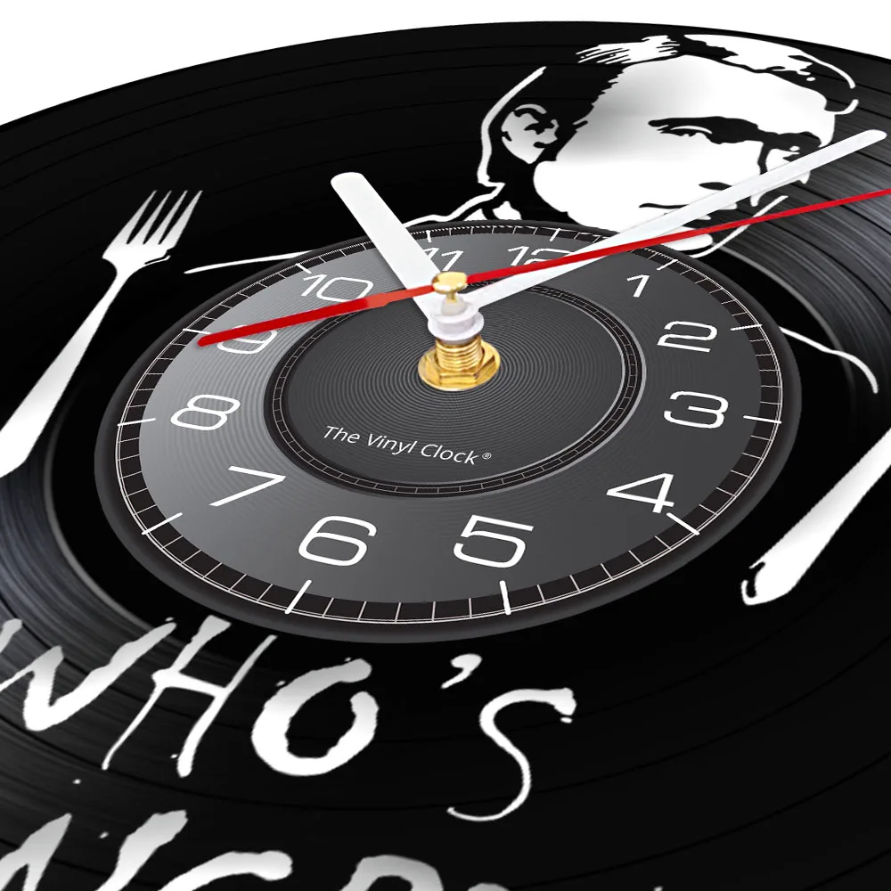 Menddy Hannibal Lecter Fictional Character Vinyl Record Wall Clock Who's Hungry Serial Killer Memorial Handmade Art Horror Clock 2