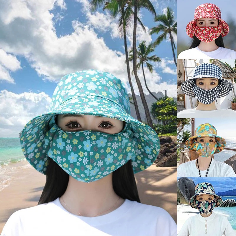 With Mask Agricultural Work Hat Fashion Wide Brim Bucket Hat Fisherman Four Seasons Dust Mask Tea Picking Cap Unisex