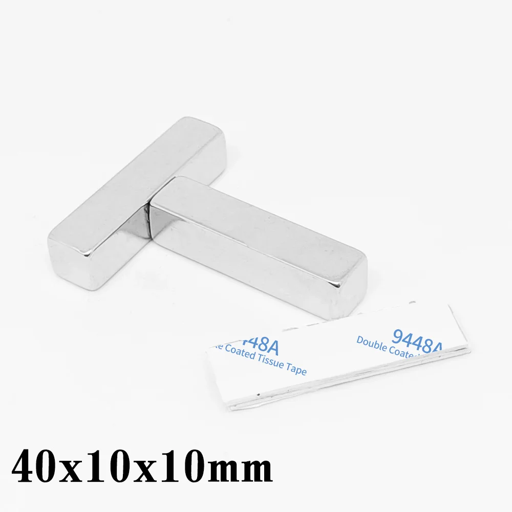 두꺼운 블록 초강력 자석, 3M 테이프 포함, 희토류 네오디뮴 자석, 40x10x10mm, 40x10x10mm