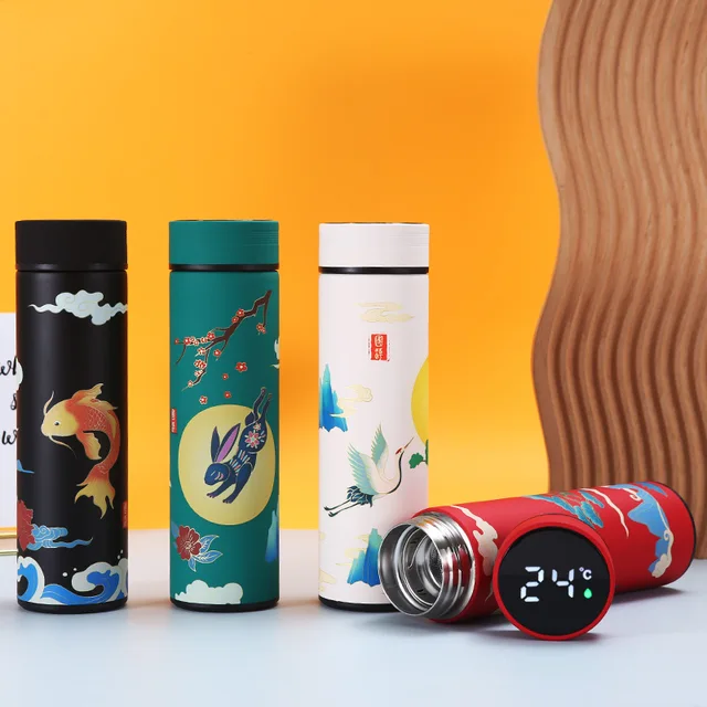 Creative National Water Bottle 304 Stainless Steel Intelligent Insulation Touch Display Vacuum Mup Beautiful Chinese Style Cup 2