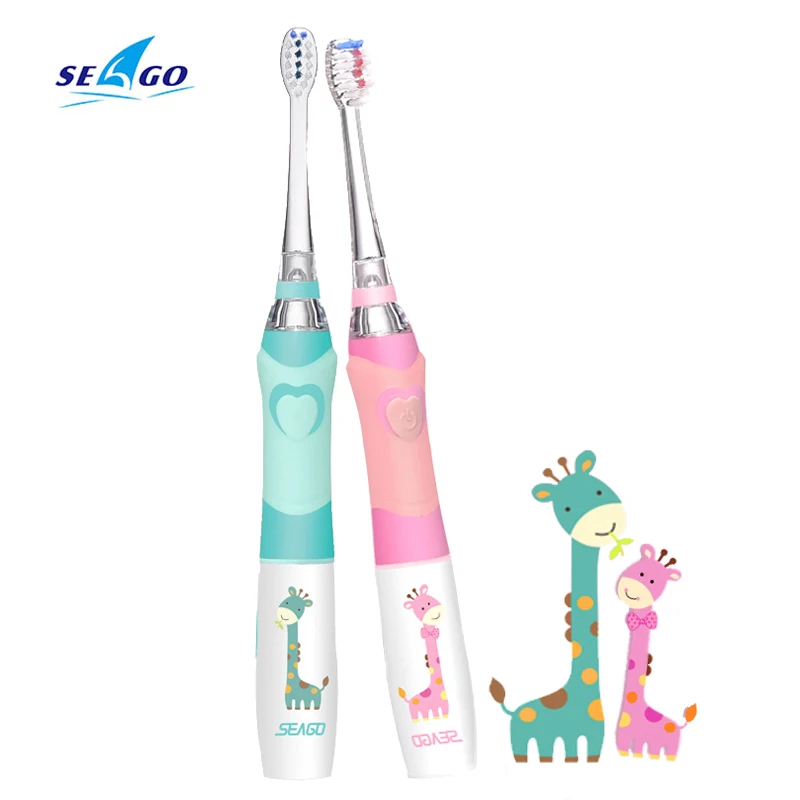 

Seago Electric Toothbrush for Children Waterproof IPX7 30S Reminder 2 Min Timing Fit for Kids Age 3+ With LED 4 Toothbrush Head