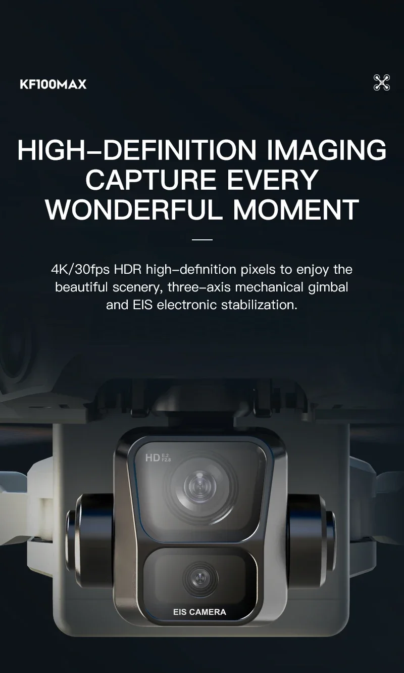 KF100 MAX Drone with 4K Camera 3-Axis Gimbal WiFi Obstacle Avoidance GPS Touch Screen FPV Brushless EIS Electronic Toy