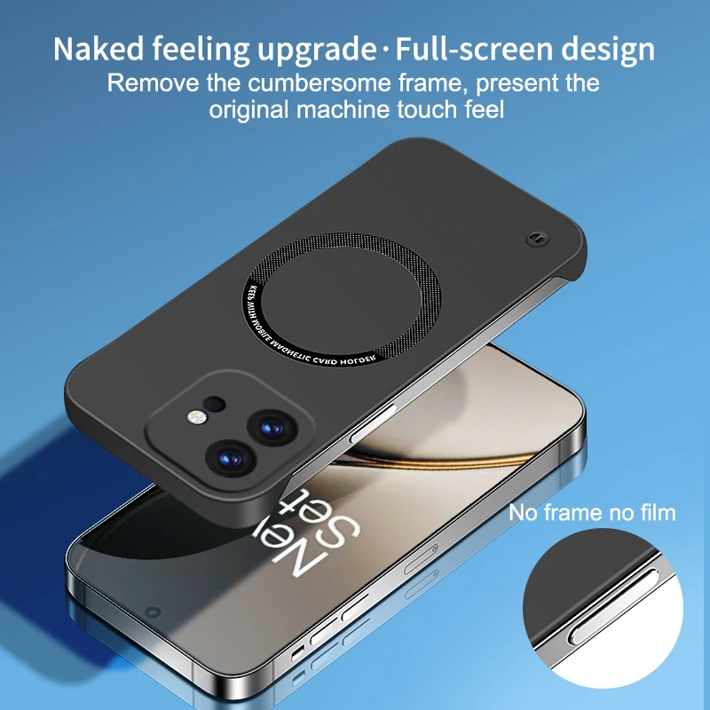 Ultra-Thin Frameless Magnetic Hard Case with Wireless Charging Compatibility
