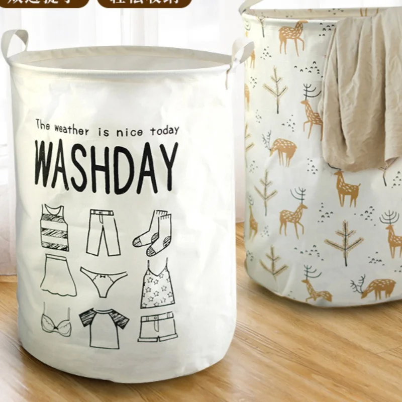 Fabric Dirty Cloth Basket Folding Storage Basket Dirty Cloth Doll Storage Bucket Cotton and Linen Laundry Basket 2