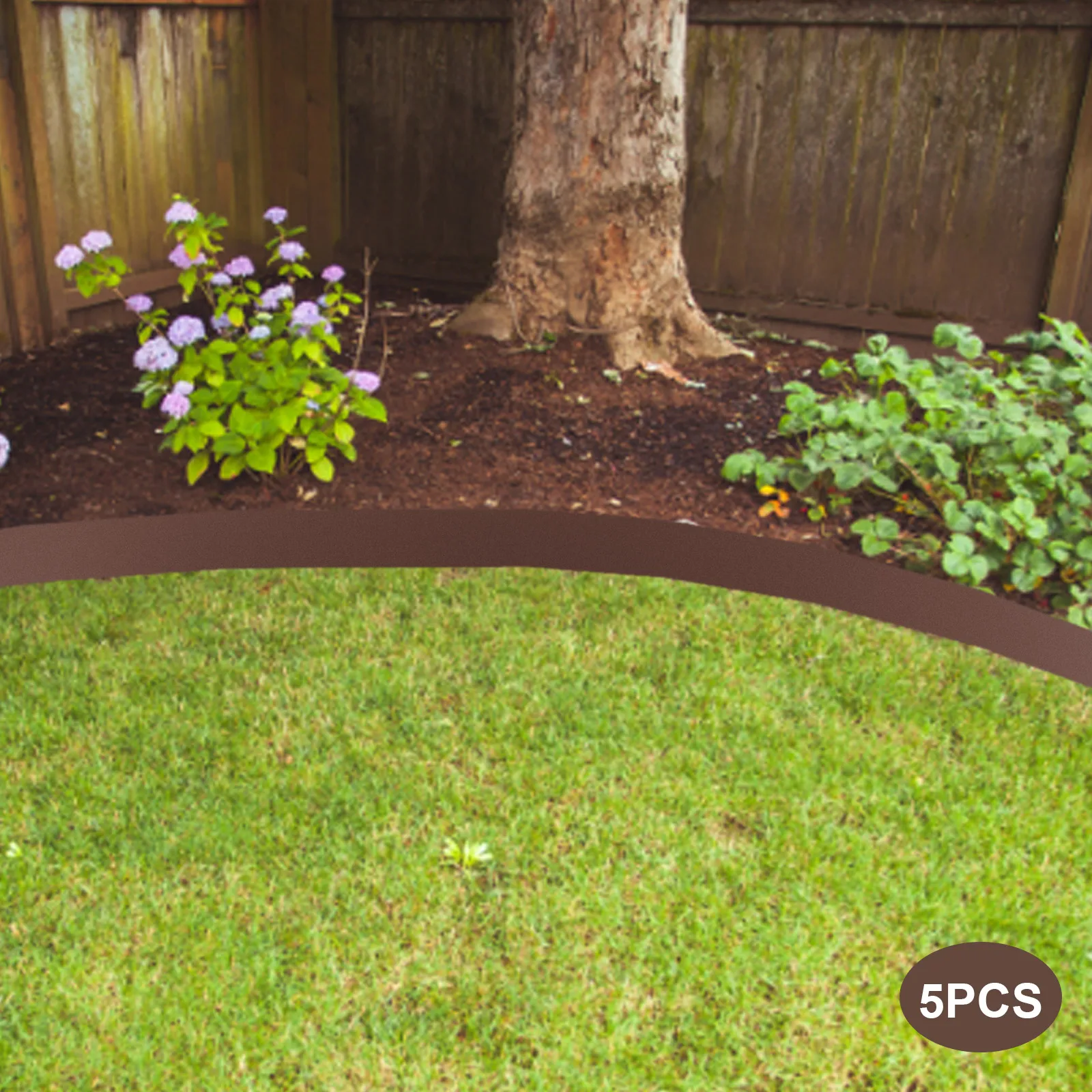 Bymaocar 5PCS Metal T-shaped Brown Landscape Edging Flexible and Bendable Border Brown Lawn Edge DIY Decor for Garden Yard Path