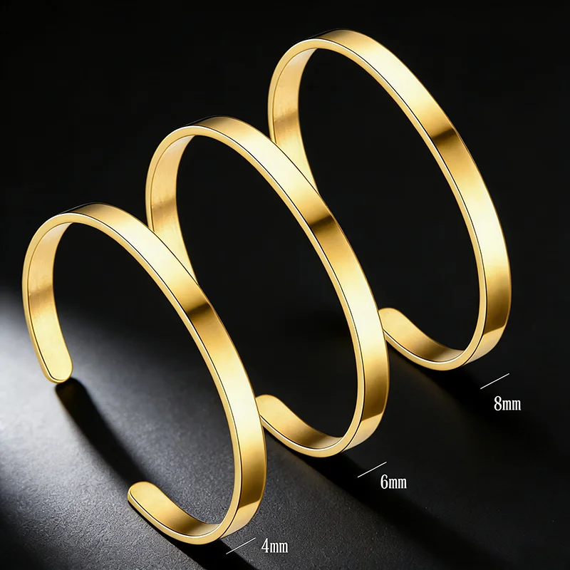 Minimalistischen Edelstahl Armreif Für Männer 4mm 6mm 8mm Breite Opending Armband Homme Hohe Qualität Mann Hand schmuck Zubehör