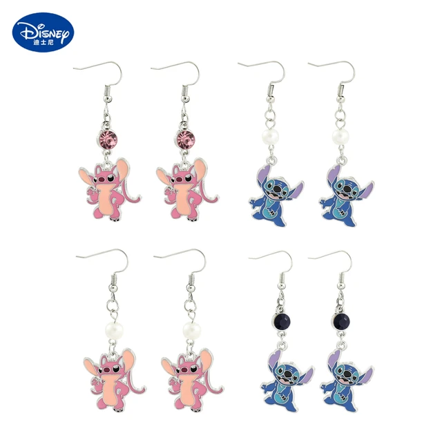 CAN o & Stitch-Boucles d'oreilles en cristal d'émail bleu et rouge