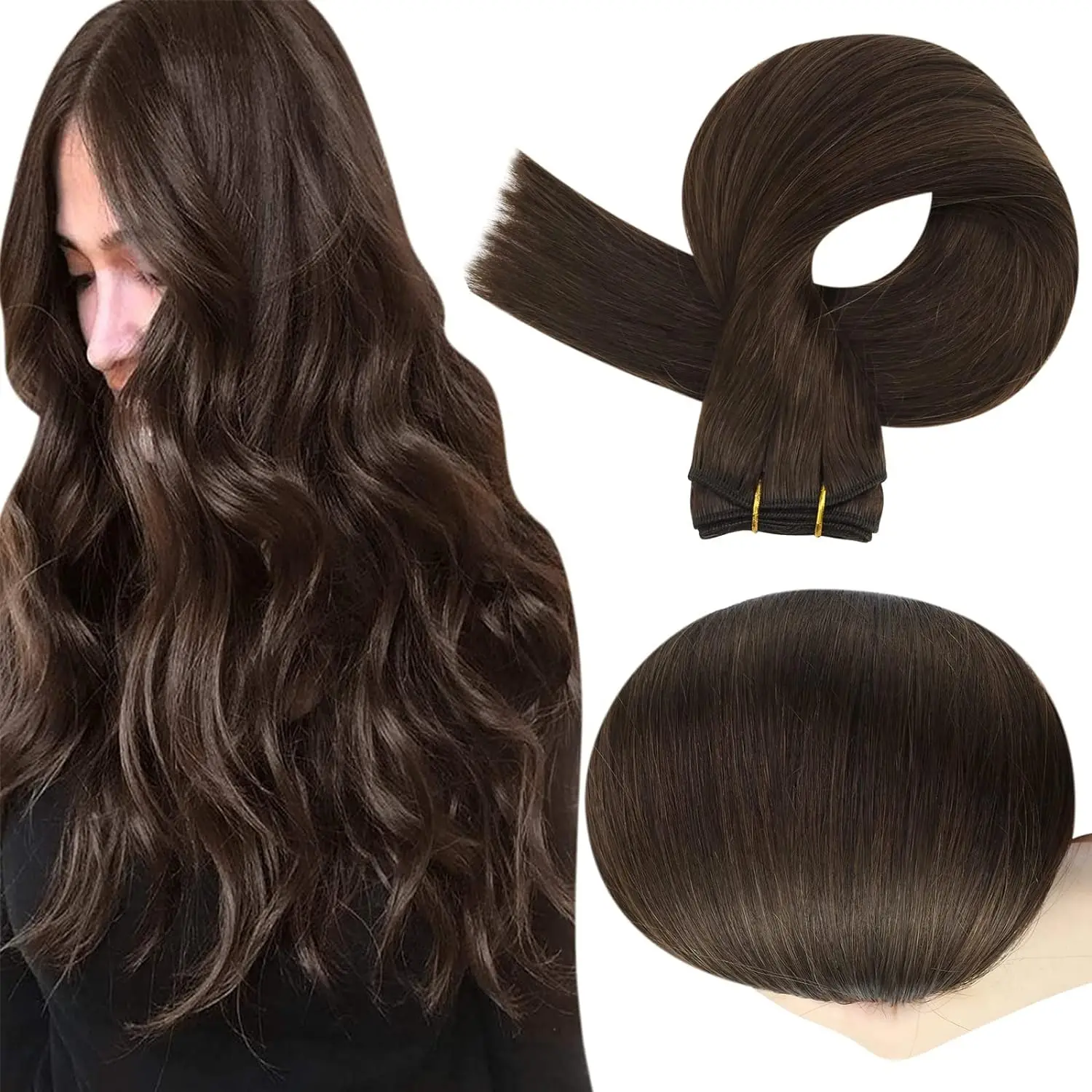 Chocola Straight 100% Real Human Hair Weft Bundles Extensions 100g/Pcs 16\