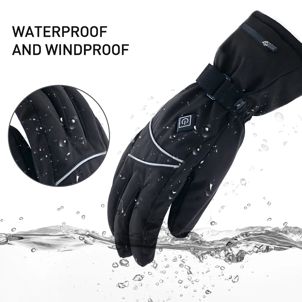 Electric Heated Gloves Water-resistant Winter Warm Touchscreen Gloves  Skiing Biking Fishing Mittens for Men and Women