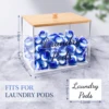 New Laundry Pods Holder Container for Laundry Room Organization Acrylic Box with Bamboo Lid for Laundry Powder, Dryer Balls 4