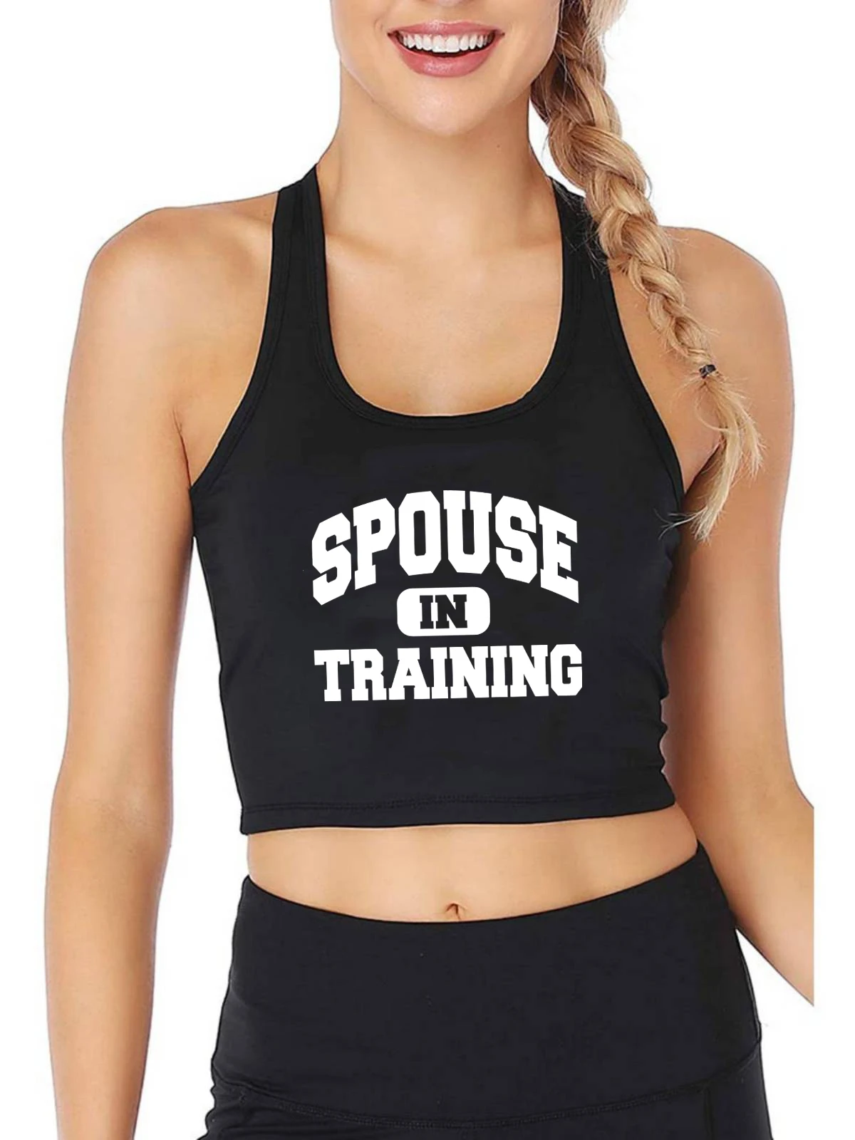 

Spouse In Training Design Sexy Slim Fit Crop Top Women' Cotton Breathable Sports Fitness Workout Tank Tops Customizable Camisole